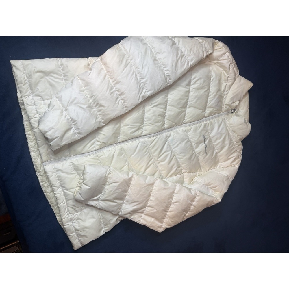 Eddie Bauer Men’s Packable Goose Down Puffer Jacket Sz M Ivory